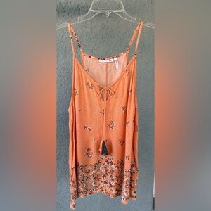 Women’s LUQ Sleeveless V-neck Tassel Tie Floral Flowy Summer Top Size L